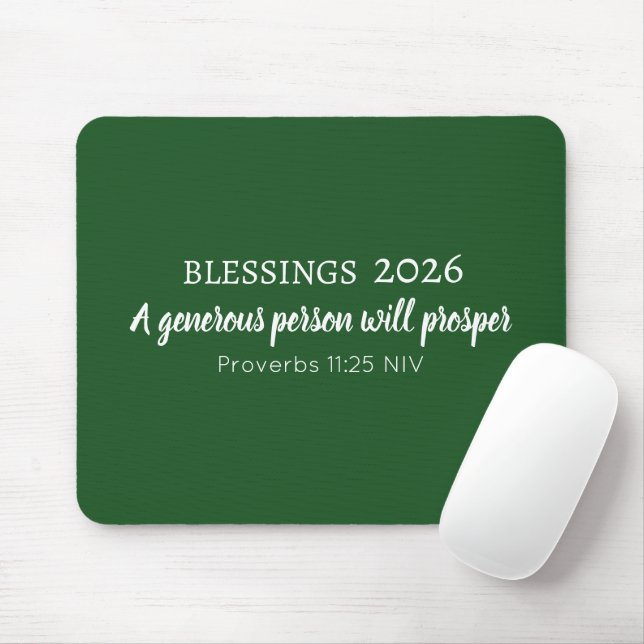 Mousepad Bênçãos Versículo da Bíblia Prosperidade 2026 Verd (Com mouse)