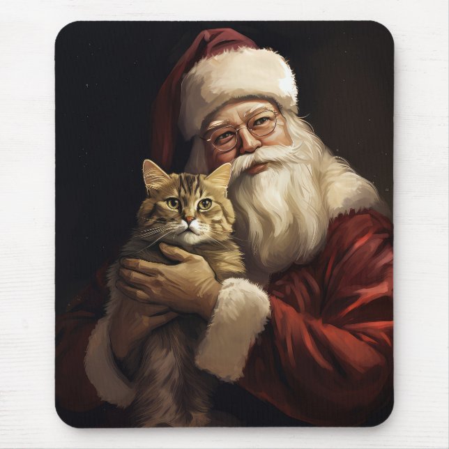 Mousepad Bengala Cat com Papai Noel Natal Festivo (Frente)