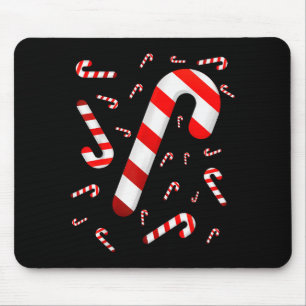 Mousepad Bengala de Natal Alegre e Brilhante Doce Vermelho