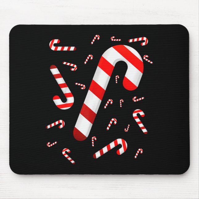Mousepad Bengala de Natal Alegre e Brilhante Doce Vermelho  (Frente)
