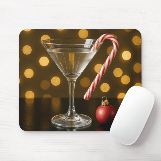 Mousepad Bengala de Natal em um Copo de Martini (Com mouse)