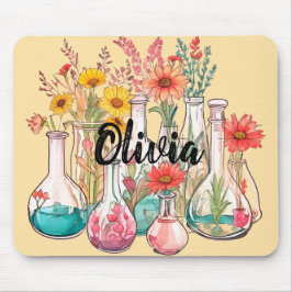 Mousepad Béqueres Florais de Química Equipamento de Laborat