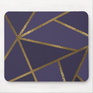 Mousepad Berinjela Roxo Ouro Bronze Geométrico Glam Chic