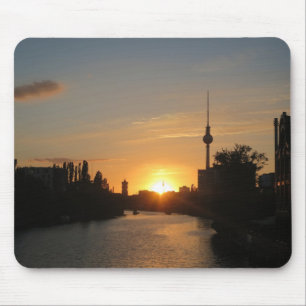 Mousepad Berlim Alemanha Skyline Night Postcard Fernsehturm