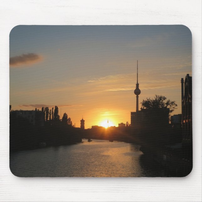 Mousepad Berlim Alemanha Skyline Night Postcard Fernsehturm (Frente)