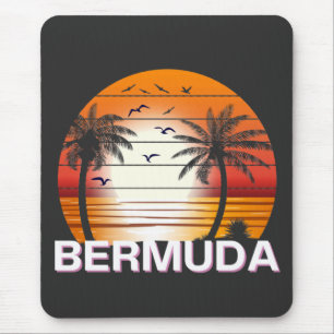 Mousepad Bermudas Vintage Palm Trees Summer Beach