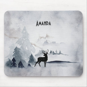 Mousepad Berna de inverno - Cinza russa Aquarela