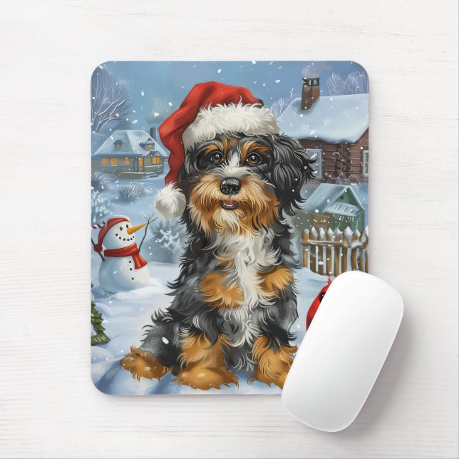 Mousepad Bernedoodle Dog Winter Wonderland Christmas (Com mouse)