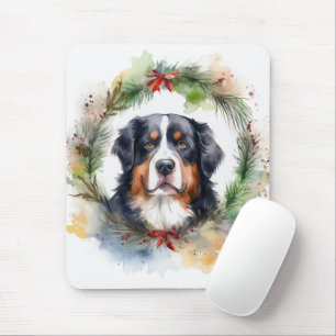 Mousepad Bernese Mountain Christmas Wreath Festivo
