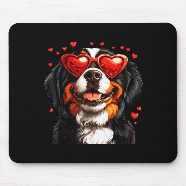 Mousepad Bernese Mountain Cute Berner Dog Lover Valentines  (Frente)