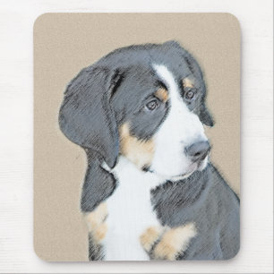 Mousepad Bernese Mountain Dog Puppy Painting - Arte Origina