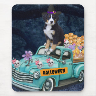 Mousepad Bernese Mountain Halloween Truck Noite Assustadora