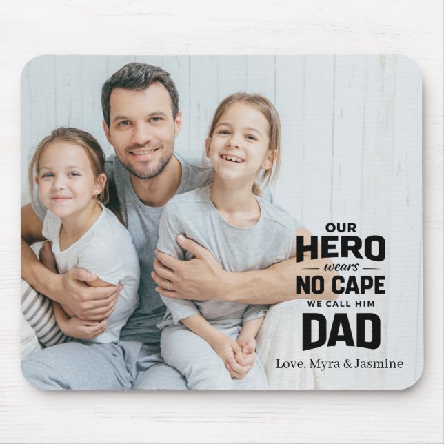 Mousepad Best Dad Ever Black Custom Photo Gift From Kids  (Frente)