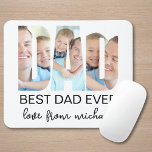 Mousepad Best Dad Ever Photo Letter<br><div class="desc">This father's gift mouse pad features three photos in the shape of the letters "DAD",  along with "Best Dad Ever".
It is easily customizable with your photos and name.
Perfect for Father's Day,  birthdays,  or to show your appreciation.</div>