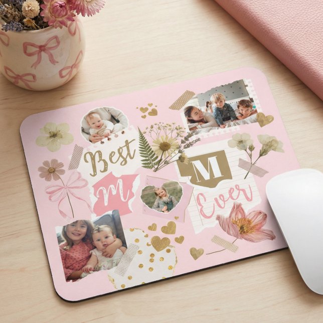 Mousepad Best Mom Ever Mother's Day Scrapbook Photo Collage (Best Mom Ever Mother's Day Scrapbook Photo Collage Mouse Pad)