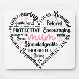 Mousepad Best Mum Ever: Mother's Day & Birthday Heart Word