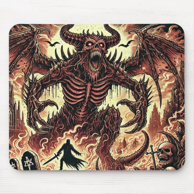 Mousepad "Besta Inferna: Design de Metal Mortal" (Frente)