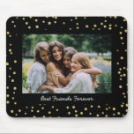 Mousepad Besties de melhores amigos modernos BFF Foto Doura<br><div class="desc">Glam Moderno Melhor Amigos BFF Besties Foto Preto e Dourado Pad de Mouse Ponto</div>