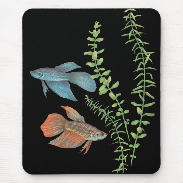 Mousepad Betta esplendens e Rotala indica Black (Frente)