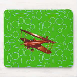 Mousepad Bi-plane vermelho em círculos e circuitos verdes