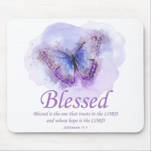Mousepad Bíblia cristã de mulher Verse Butterfly:Abençoa