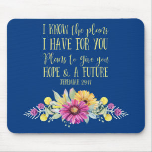 Mousepad Bíblia Cristã Verse Typografia Floral