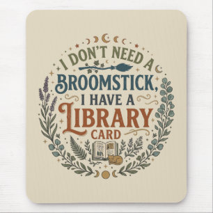 Mousepad Bibliotecária Bruxa Cartão de Biblioteca Amante de
