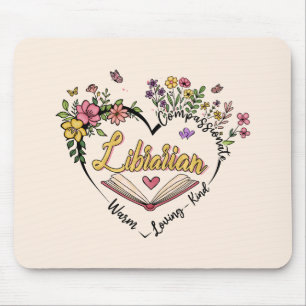 Mousepad Bibliotecário Compaixão - Design de Coração Floral