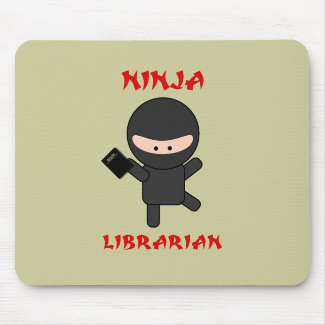 Mousepad Bibliotecário de Ninja com livro (Frente)