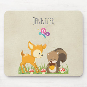 Mousepad Bicho de Branca de Animais Florestais