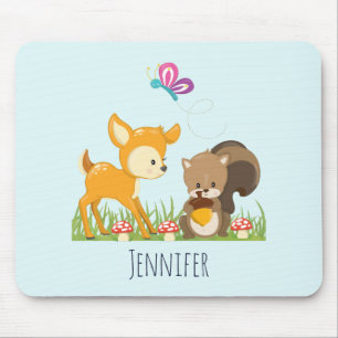 Mousepad Bicho de Branca de Animais Florestais
