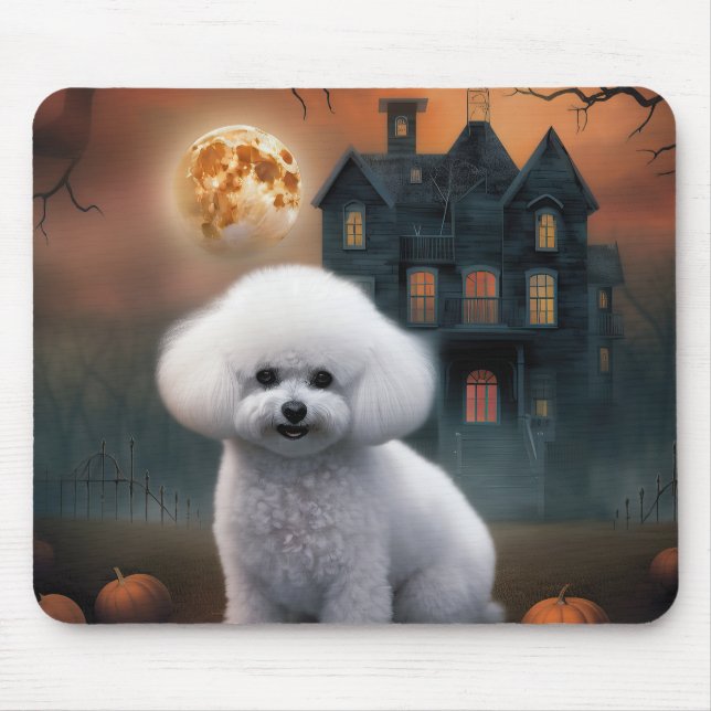 Mousepad Bichon Frise Halloween Assustador  (Frente)