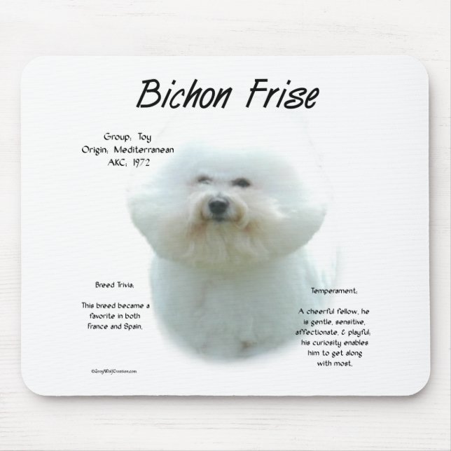 Mousepad Bichon Frise History; Tudo Sobre Bichon Frise (Frente)