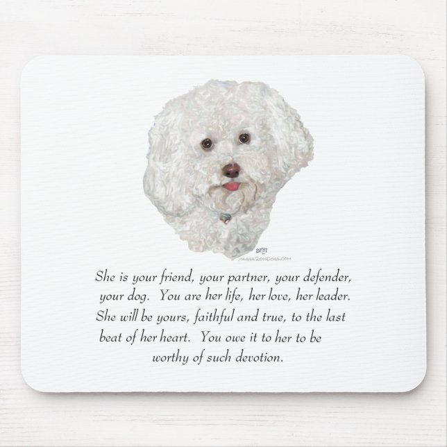 Mousepad Bichon Frise Lembrança FÊMEA (Frente)