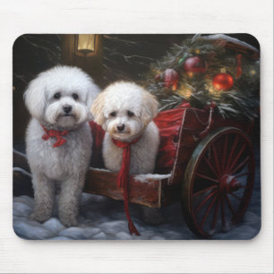 Mousepad Bichon Frise Trineve Trenó Natal Decoração