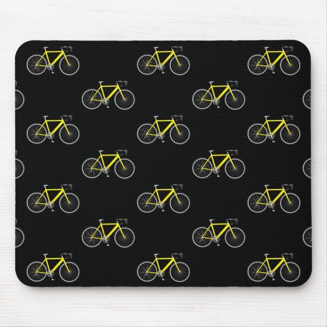 Mousepad bicicleta amarela a preto (Frente)