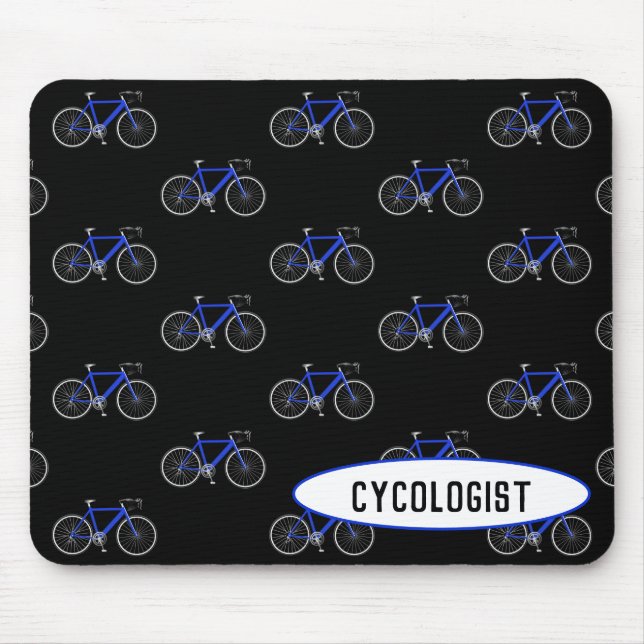 Mousepad bicicleta azul cicologista a preto (Frente)