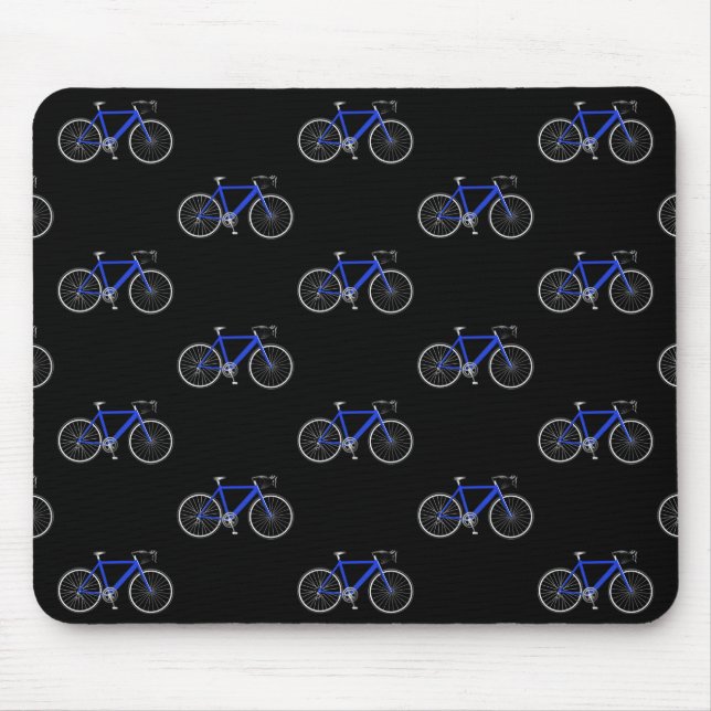 Mousepad bicicleta azul em preto (Frente)