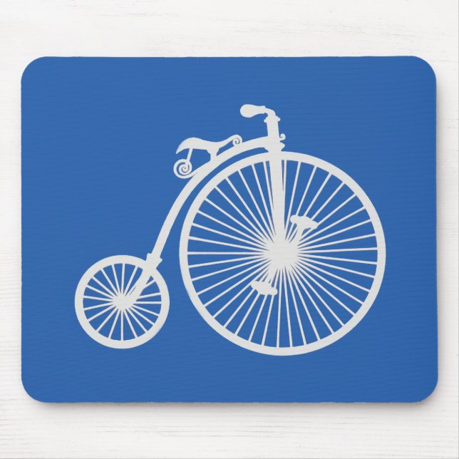Mousepad Bicicleta Branca da Vintage em Azul (Frente)
