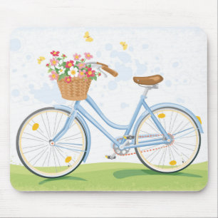 Mousepad Bicicleta do vintage com cesta da flor