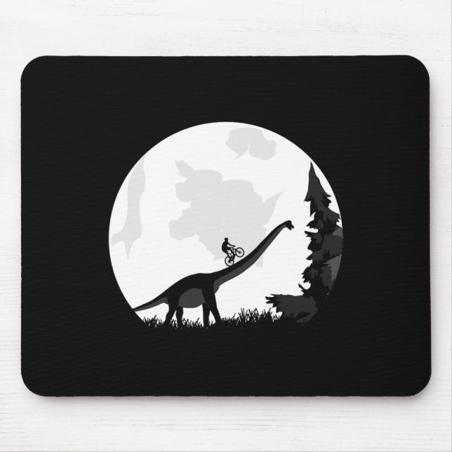 Mousepad Bicicleta Em Uma Silhueta De Lua De Dinossauro Mtb (Frente)