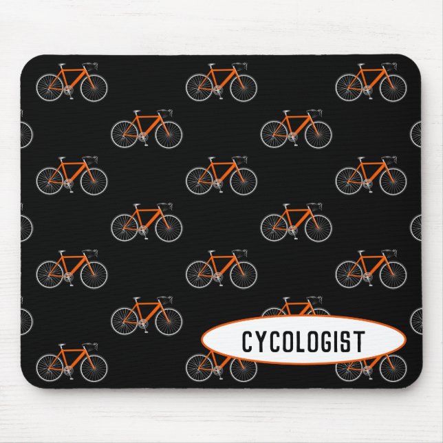 Mousepad bicicleta laranja cicologista a preto (Frente)