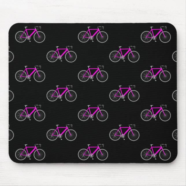 Mousepad bicicleta rosa a preto (Frente)