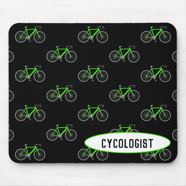 Mousepad bicicleta verde cicologista a preto (Frente)