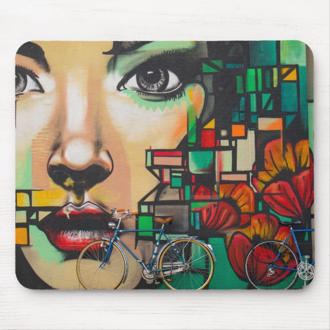 Mousepad Bicicletas na parede do Grafite (Frente)