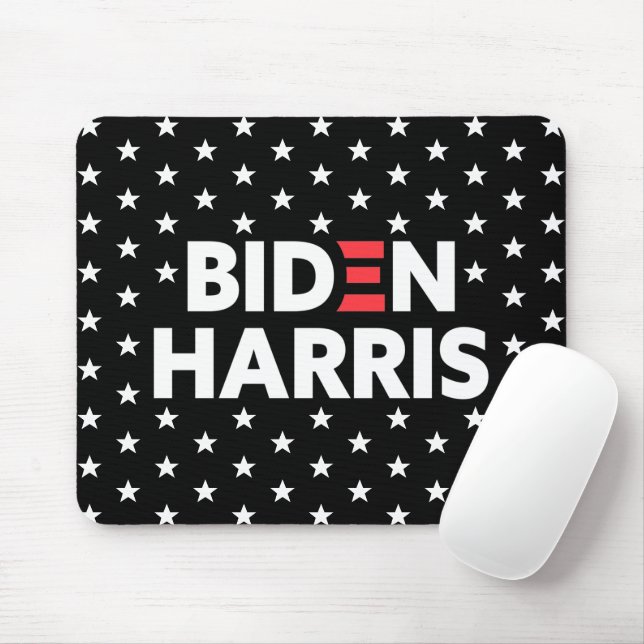 Mousepad Biden Harris White Stars Padrão Black (Com mouse)