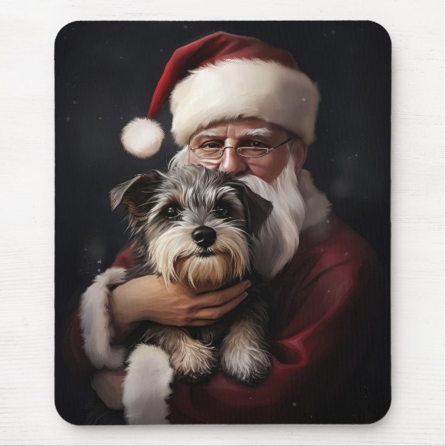 Mousepad Biewer Terrier com Papai Noel Natal Festivo (Frente)