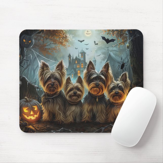 Mousepad Biewer Terrier Halloween Night Doggy Delight (Com mouse)