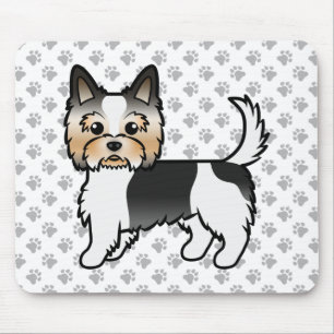 Mousepad Biewer Terrier / Yorkie Cute Cartoon Dog & Paws