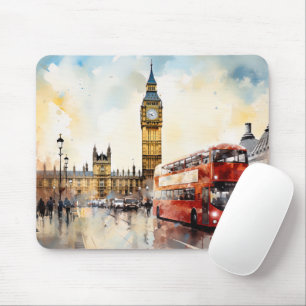 Mousepad Big Ben e ônibus vermelho em Londres